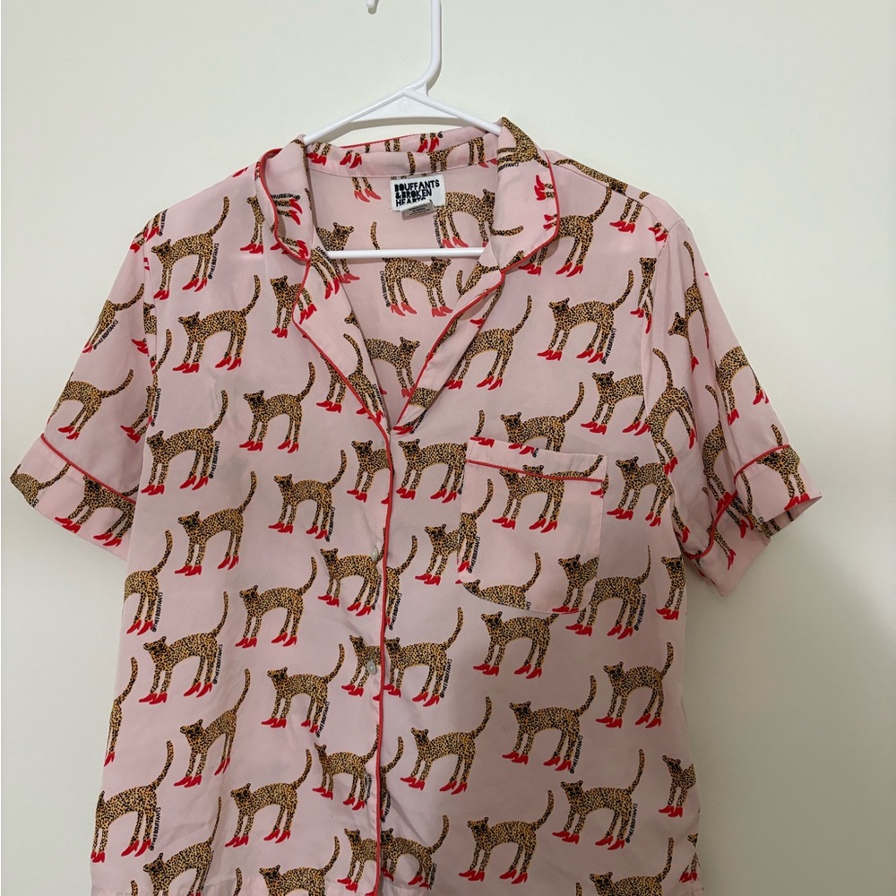 Pink Leopard Print Pajama Set